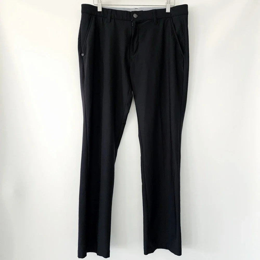 Adidas‎ black flat front golf athletic pants mens size 34x32